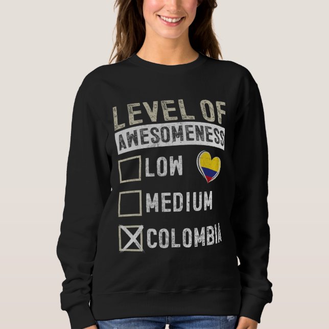 Moletom Colombia Flag Colombians Level Of Awesomeness (Frente)