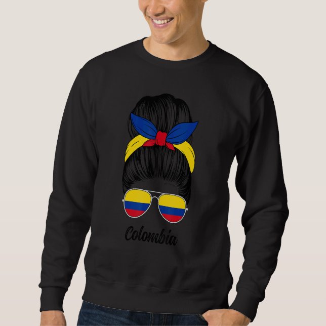 Moletom Colombia Messy Bun Cute Colombian Flag Pride Women (Frente)