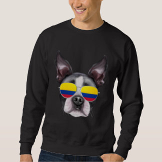 Moletom Colombian Flag Boston Terrier Dog Colombia Pocket