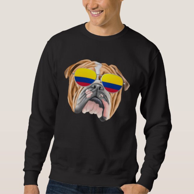Moletom Colombian Flag Bulldog Dog Colombia Pocket (Frente)