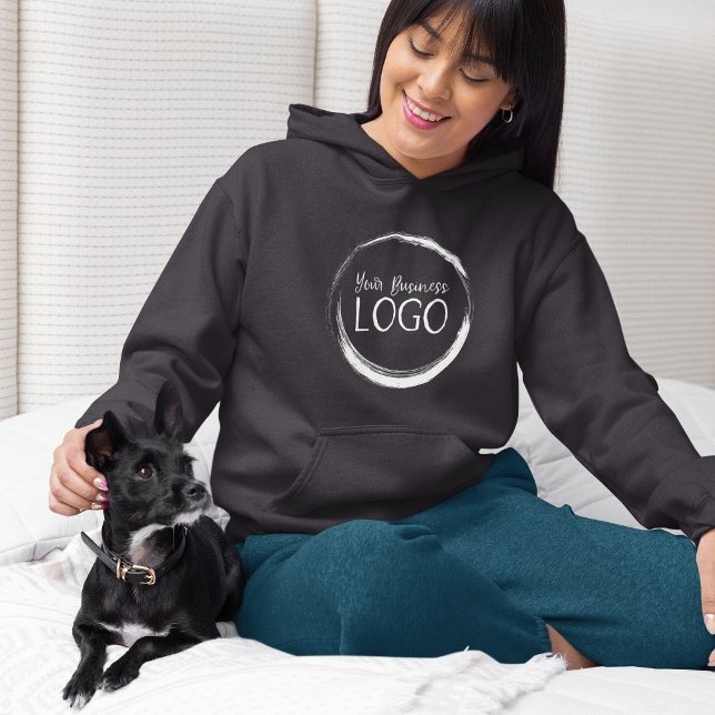 Moletom Coloque meu logotipo em um (Black Hoodie with Business Logo)