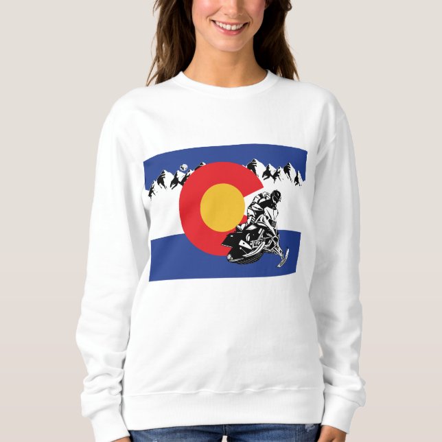 Moletom Colorado Flag com um Legal Snowmobiler (Frente)