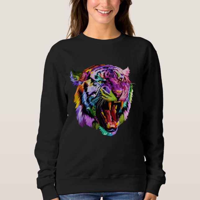 Moletom Colorful Angry Tiger Art Graphic (Frente)