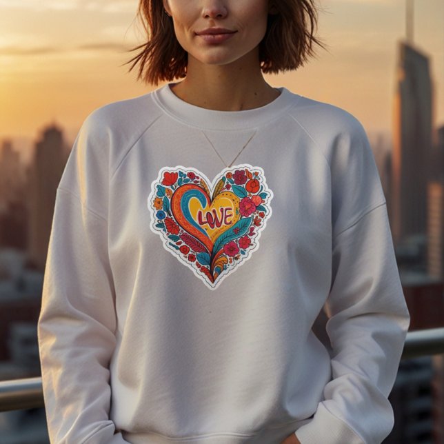 Moletom Colorful Floral Heart Love  | Romantic Design (Criador carregado)