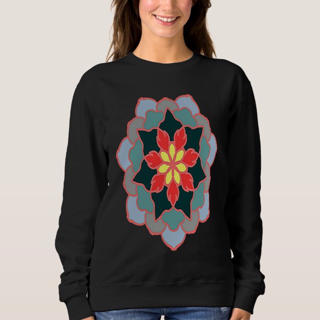 Moletom Colorful flower mandala  flower emblem (Frente)