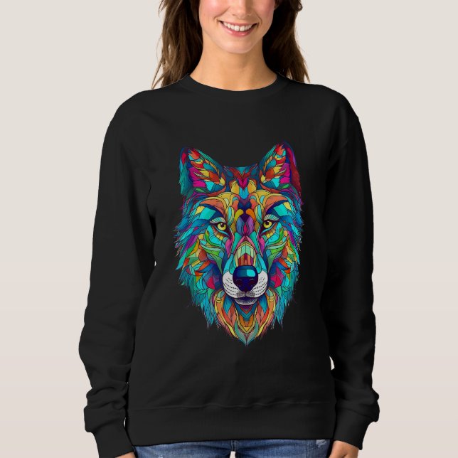 Moletom Colorful geometric Wolf (Frente)