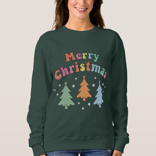Moletom colorful Merry Christmas Tree Sweatshirt (Frente)