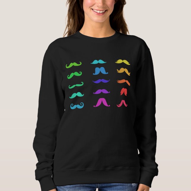 Moletom Colourful Mustache s for Girls Women Moustache (Frente)