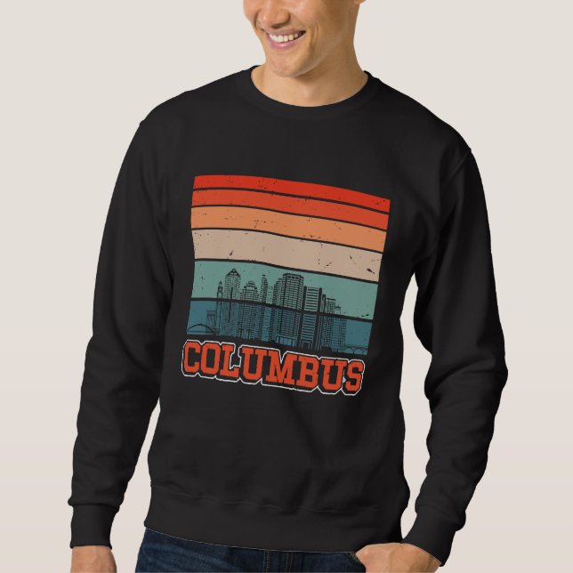Moletom Columbus USA Retro Vintage Sunset Skyline Columbus (Frente)
