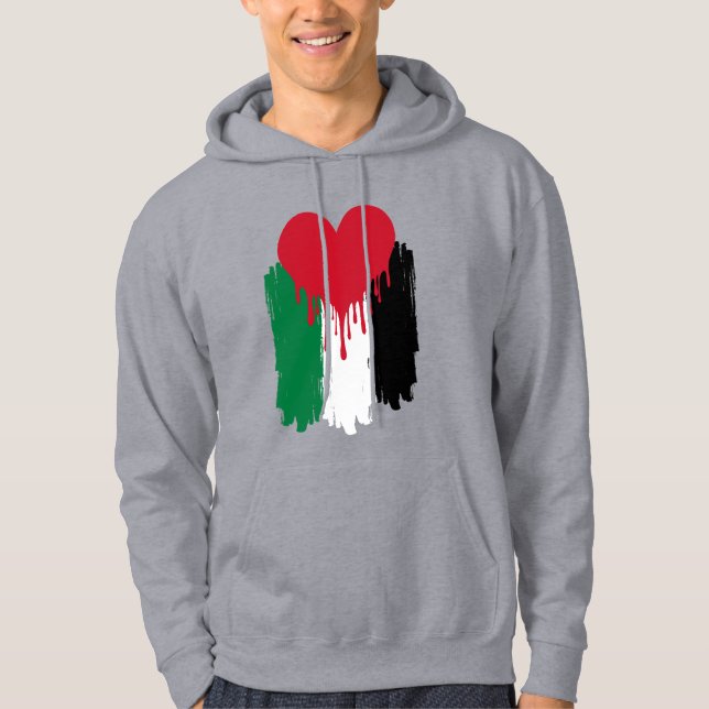 Moletom com Bandeira Palestina Coração Pingando –  (Frente)