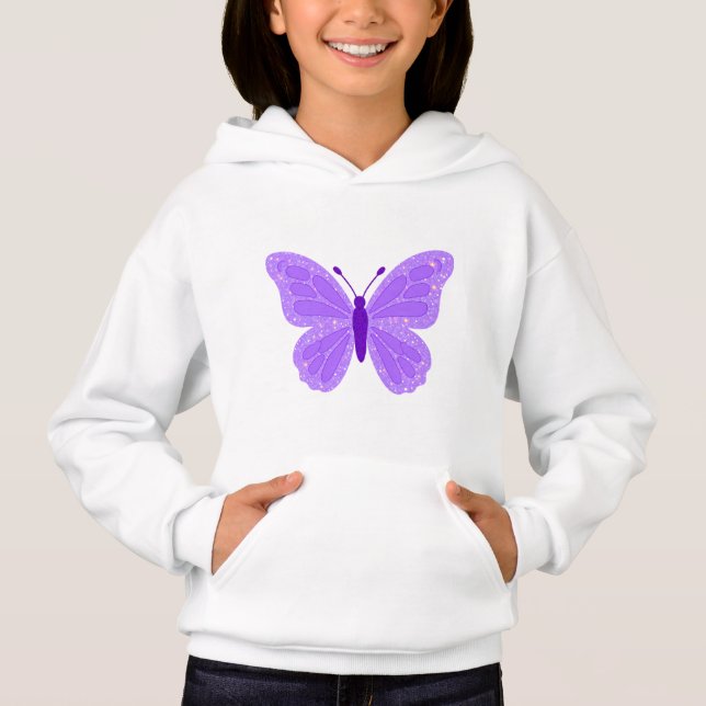 Moletom com Capuz Borboleta Roxa para Crianças (Frente)