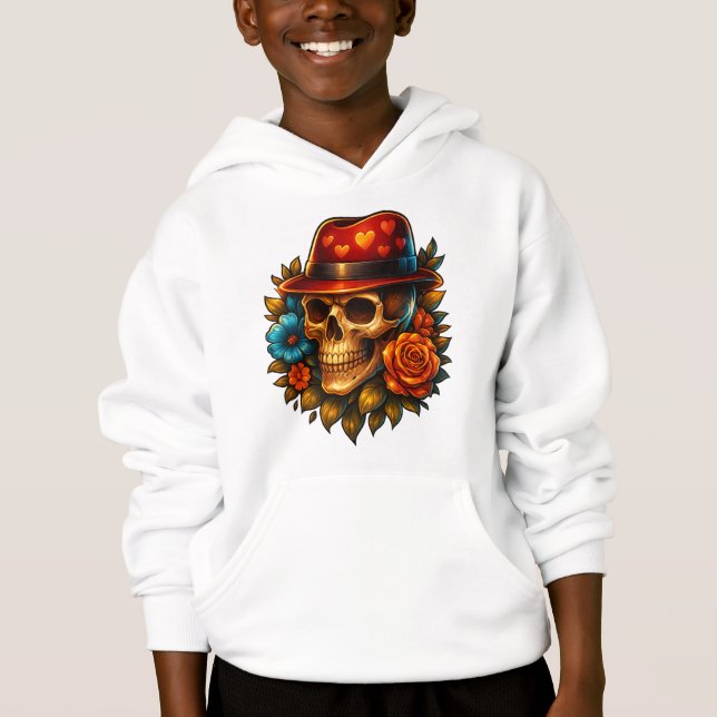 Moletom com Capuz de Caveira para Meninos com Chap (Frente)