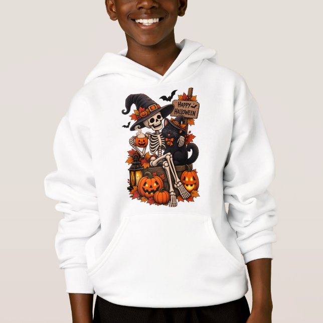 Moletom com Capuz de Esqueleto de Halloween (Frente)