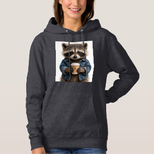 Moletom com Capuz de Guaxinim Legal Bebendo Café