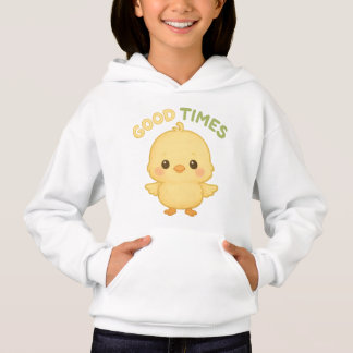 Moletom com Capuz e Gráfico de Frango Amarelo Fofo