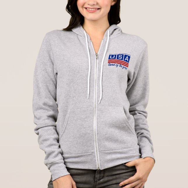 Moletom com Capuz e Zíper Women's USA Land of the  (Frente)