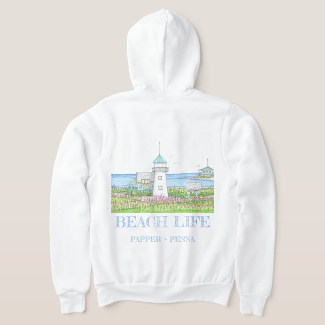 Moletom com Capuz Feminino Farol Branco (Postura das costas)