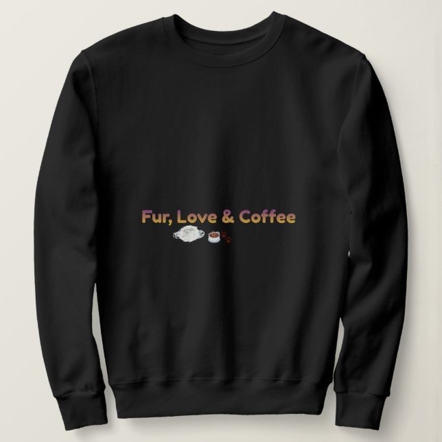 Moletom com Capuz Fur Love & Coffee para Amantes d (Frente do Design)