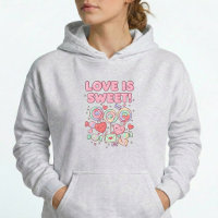 Moletom com Capuz Love Is Sweet Kawaii Hearts Past