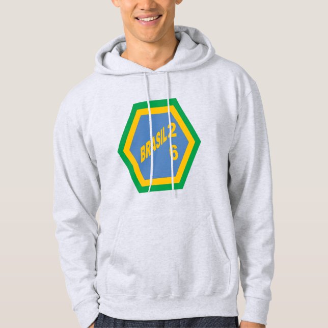 Moletom com capuz masculino cinza BRASIL 26 (Frente)