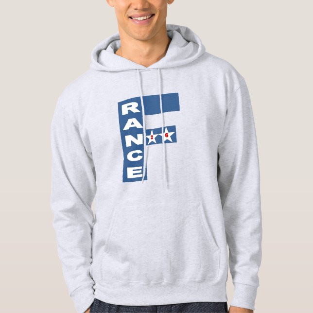 Moletom com capuz masculino cinza FRANÇA 26 (Frente)