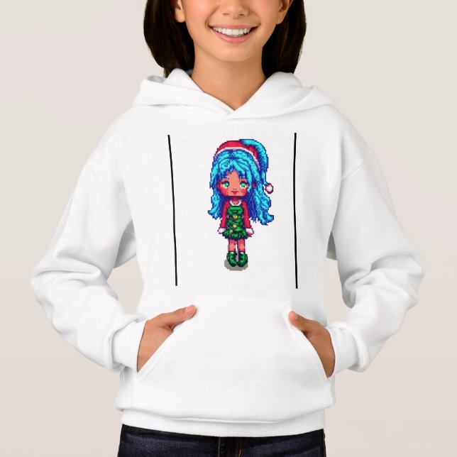 Moletom com capuz para menina Cabelo azul menina (Frente)