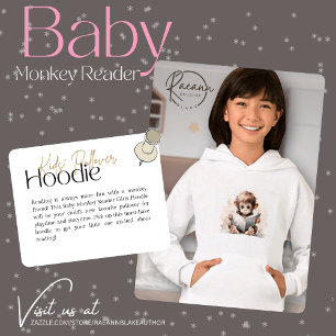 Moletom com capuz para meninas Baby Monkey Reader