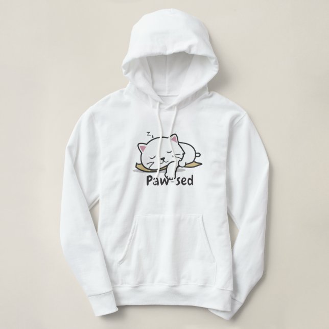 Moletom com Capuz Paw-sed Cozy – Camiseta de Gato  (Frente do Design)