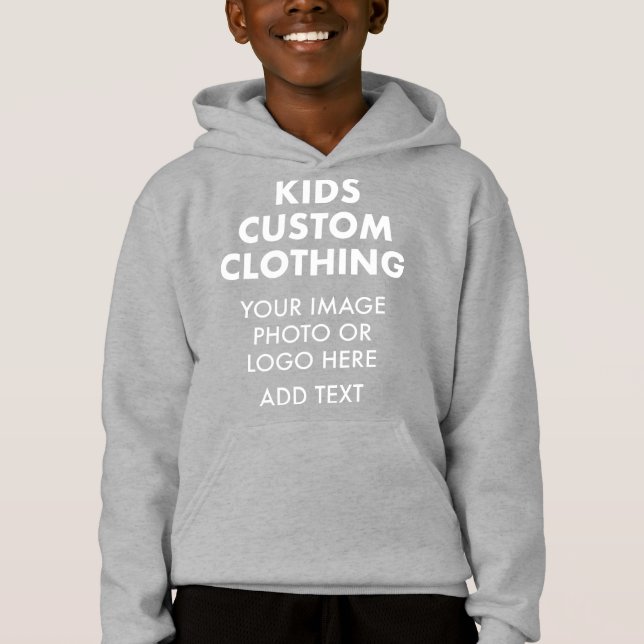 Moletom com capuz personalizado para MENINO - CINZ (Frente)