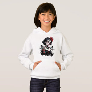 Moletom com Caveira Floral Artística para Meninas 