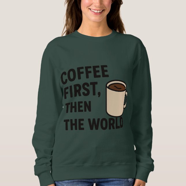 Moletom com Citação de Café Feminino (Frente)