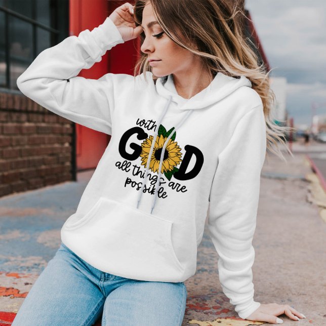 Moletom Com Deus Todas As Coisas São Possíveis | Mulheres  (Criador carregado)