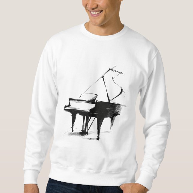 Moletom com Esboço Minimalista de Piano de Cauda (Frente)