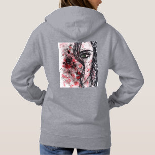 Moletom com Estampa de Linha Abstrata de Garota Gó