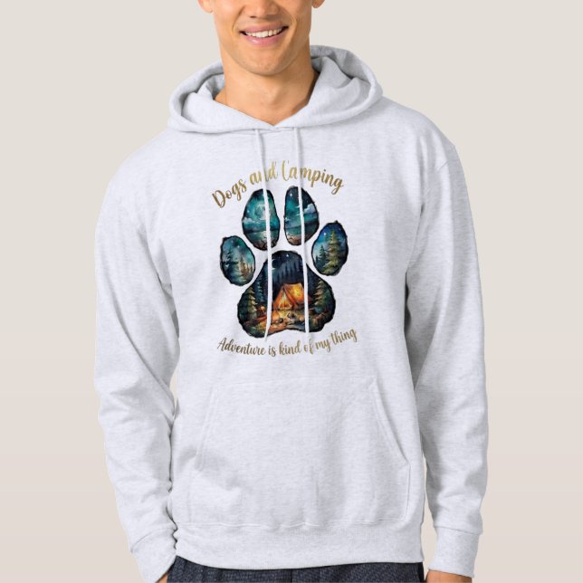 Moletom com Estampa de Pata de Cachorro Acampando  (Frente)