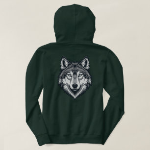 Moletom com gráfico de cabeça de lobo solitário fe
