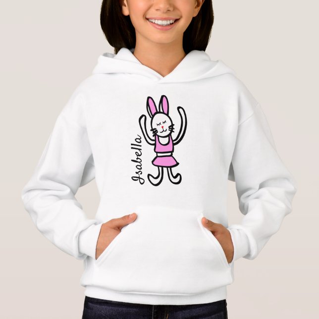 Moletom com Gráfico de Coelho com Seu Nome (Frente)