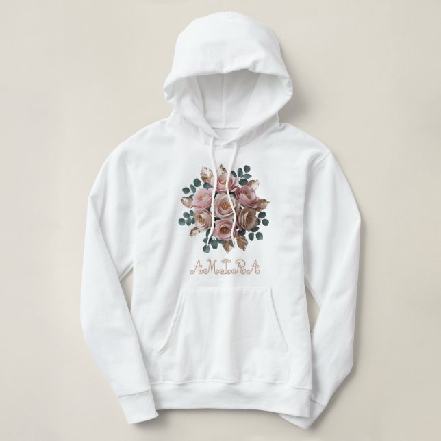 Moletom com Monograma Floral em Dourado Rosado Per (Frente do Design)