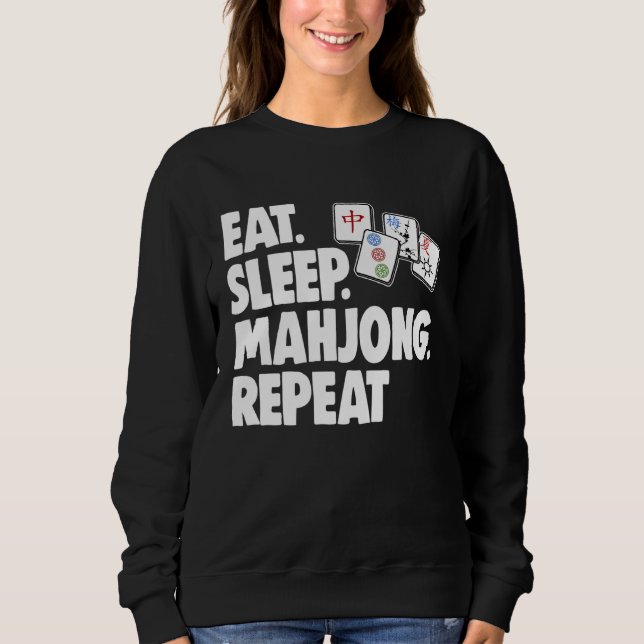 Moletom Coma Dormir Mahjong Repetir Mulheres Jogo (Frente)