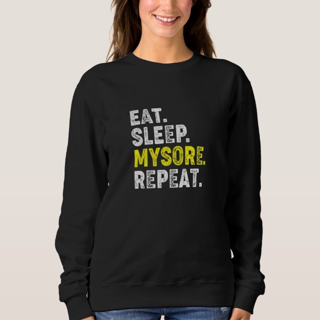 Moletom Coma Dormir Mysore Yoga Repetir! Divertida Frase d (Frente)
