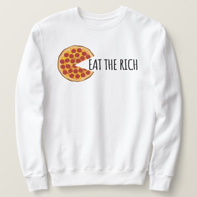 Moletom Coma Pizza Rico - Socialista Engraçado (Frente do Design)