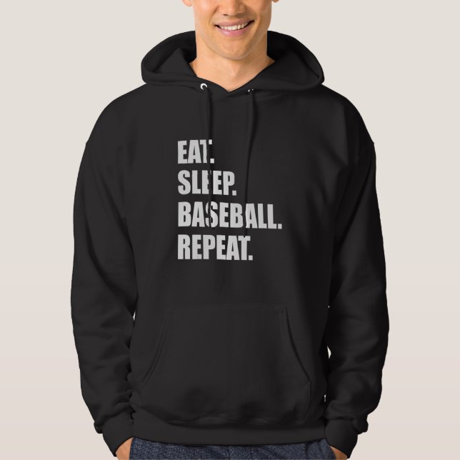 Moletom Comer. Dormir. Beisebol. Repetir. Beisebol Engraça (Frente)