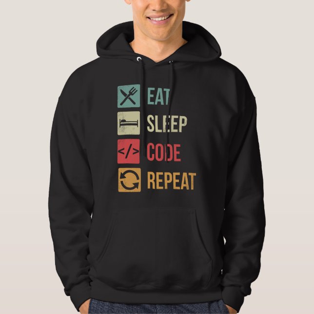 Moletom Comer Dormir Código Repetir Divertido Programador  (Frente)
