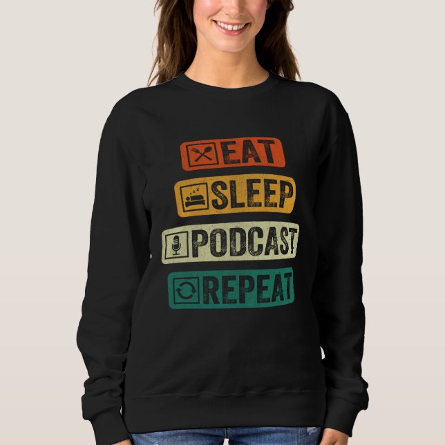 Moletom Comer Dormir Podcast Repetir  Podcaster Podcasting (Frente)