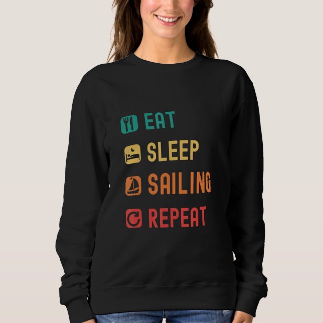 Moletom Comer, dormir, velejar, repetir com caixas de sele (Frente)
