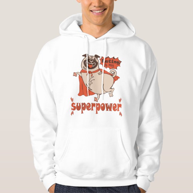 Moletom Comer é o meu super poder, estilo cômico de manto  (Frente)