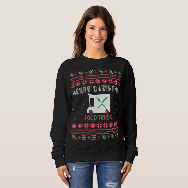 Moletom Comida Truck Ugly Christmas Sweater (Frente Completa)
