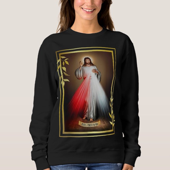 Moletom Compaixão Divino Jesus Cristo Jesus, Eu Confio Em  (Frente)
