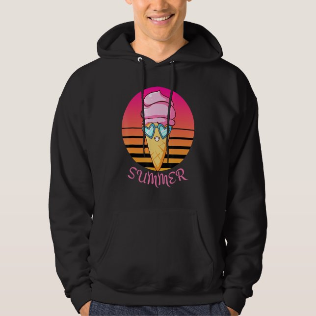 Moletom Cone de Sorvete de Verão Sunset com Óculos de Sol  (Frente)
