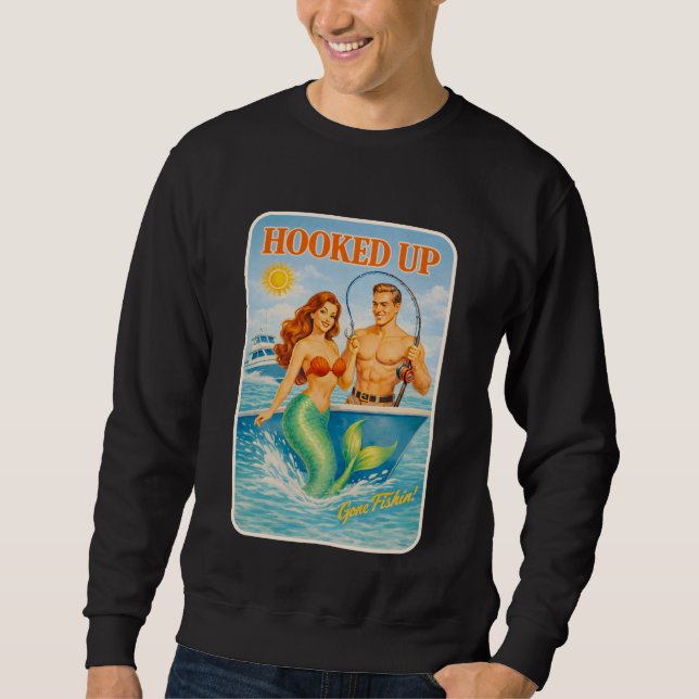 Moletom Conectado Pesca Pin-Up Sereia Divertida Retro Peix (Frente)